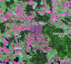 Písek - satelitní mapka